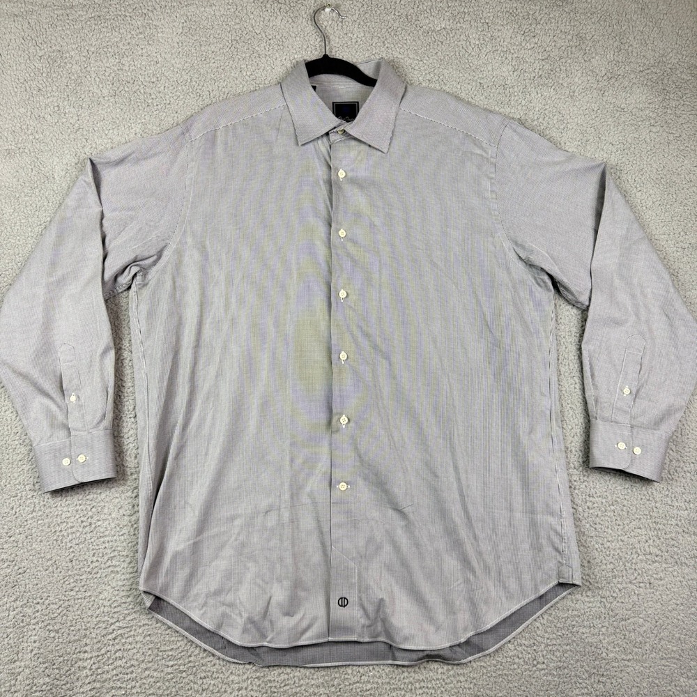 David Donahue‎ Men's Dress Shirt Patterned Button Down Long Sleeve Size 17 34 35